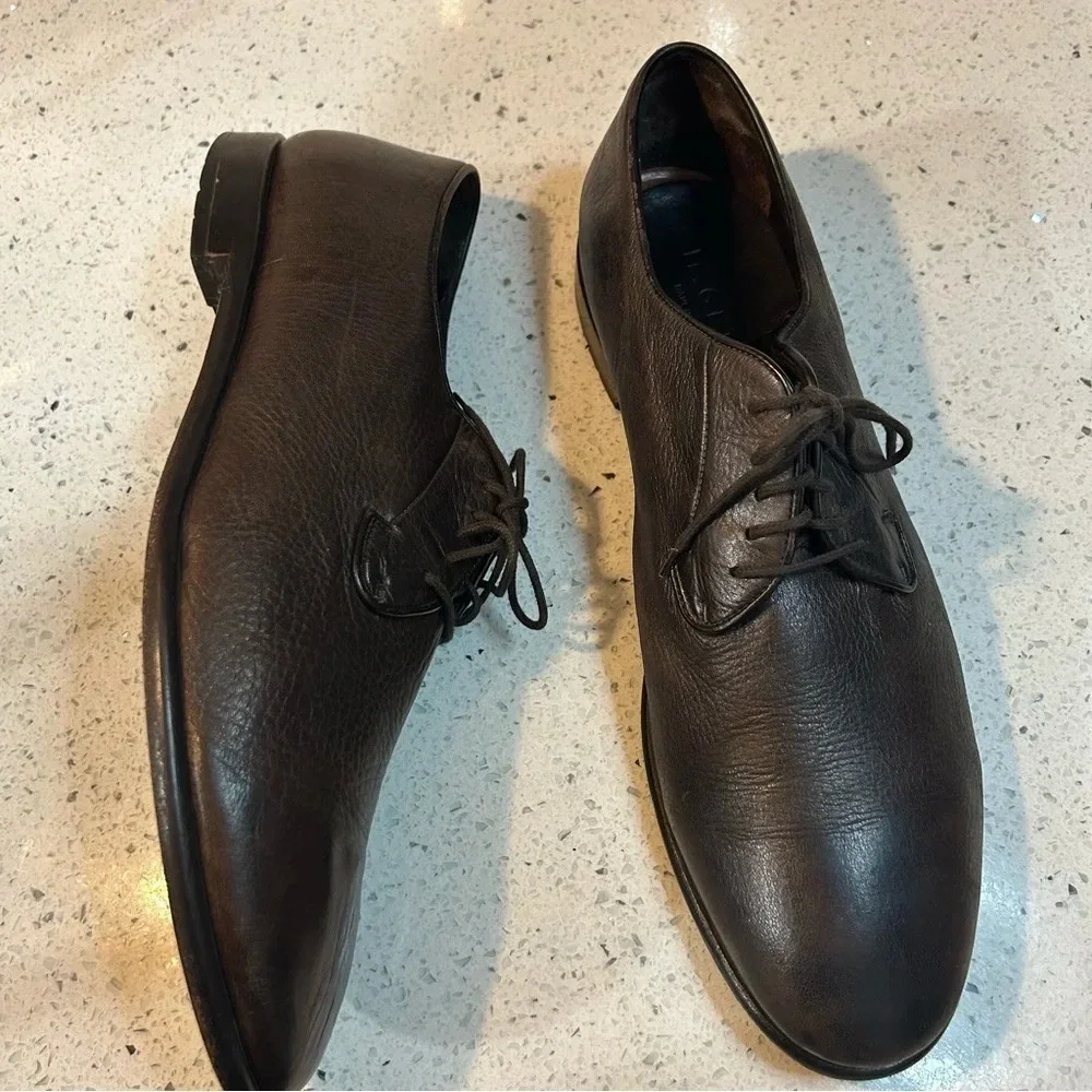 M. Gemi Brown Pebbled Leather Derby Oxford Dress Shoe​​​